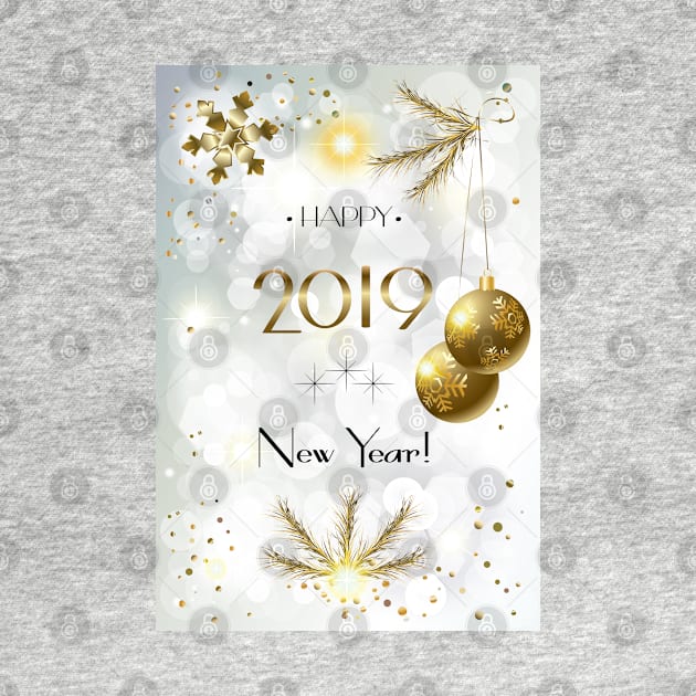 2019 Winter Holiday Christmas & Happy New Year Greeting Card by sofiartmedia